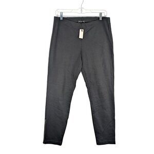 Eileen Fisher Womens Small Black Ponte Pants Ankle‎ Zippers NWT